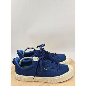 Cariuma Ibi Low Knit Lace Up Sneakers Blue Bamboo Womens 12 Mens 10.5